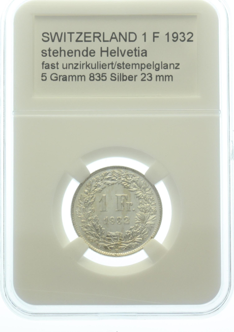 Schweiz 1 Franken 1932 B - fast unzirkuliert/stempelglanz